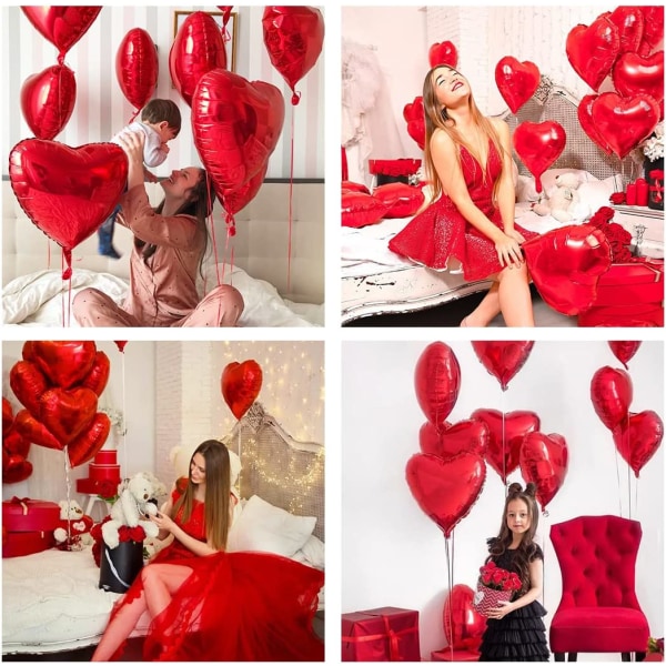 Hjärtformade ballonger, 30 st Röd hjärtballong, hjärtballong, F