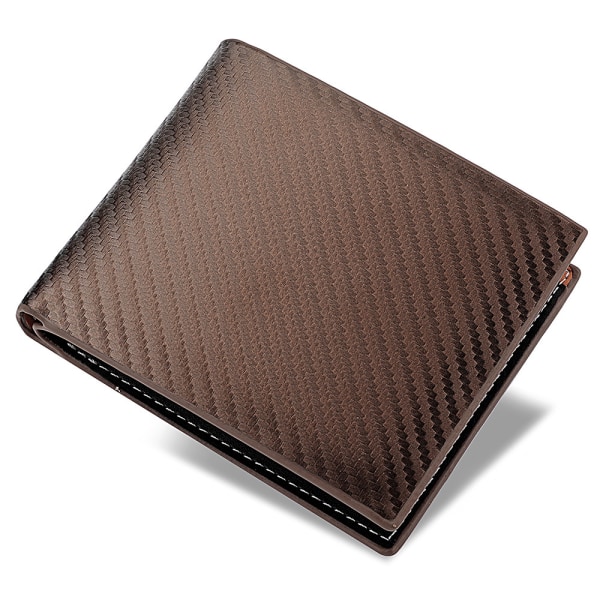 En brun ny plånbok i kolfiber, 12cm × 10cm × 1,5cm herrkort