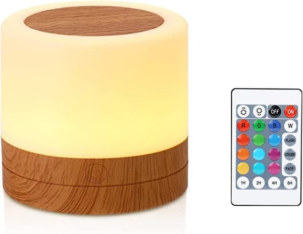Natlampe, Hvid 360° Mini Multicolor Sengelampe, Genopladelig