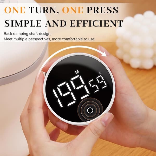 Digital Kökstimer (Vit) - Visuell Timer Stor LED-Display Magnetisk Ställning Nedräkningstimer Justerbar Volym och
