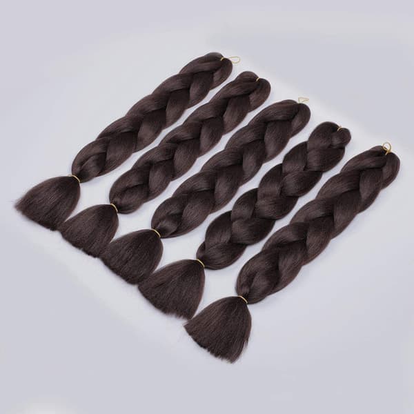 Chokladbrun-4# Flätade Hårförlängningar, 24\" Förlängningsflätade Hårförlängningar, 5-pack Flätade Hårförlängningar, Syn