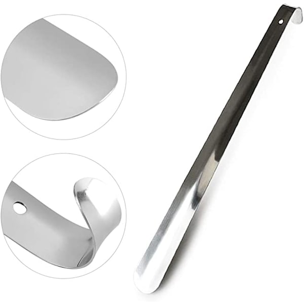 2 stk. skohorn i rustfritt stål, 42 cm og 15 cm lange