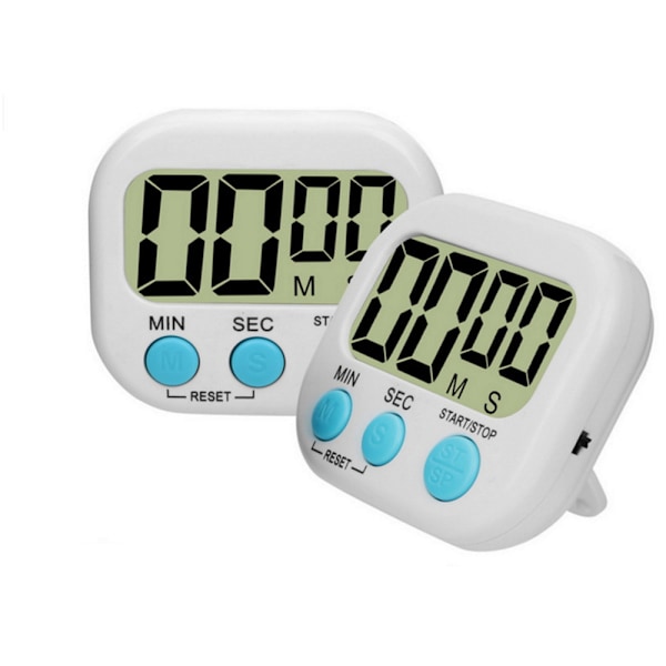 2-pack digital kökstimer II 2.0, stora siffror, högt alarm, Ma
