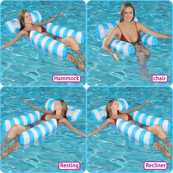 (Röd)Uppblåsbar poolstol, multifunktionell poolmadrass