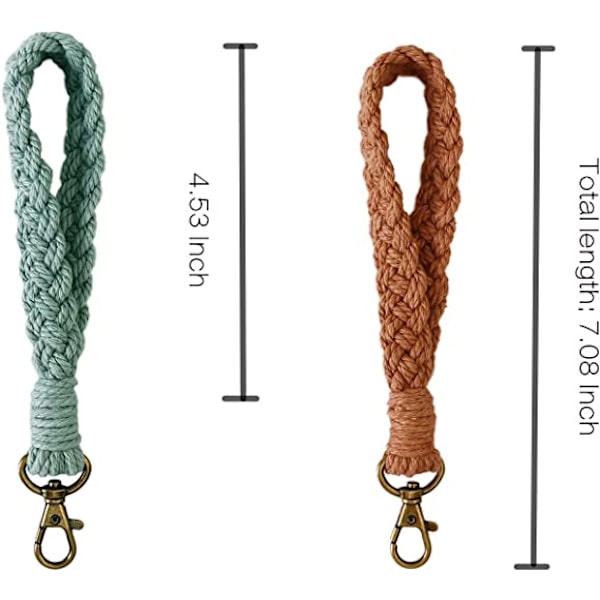 2 stk. Boho Makrame Nøglering Armbånd Håndlavet Håndledsrem Nøglering