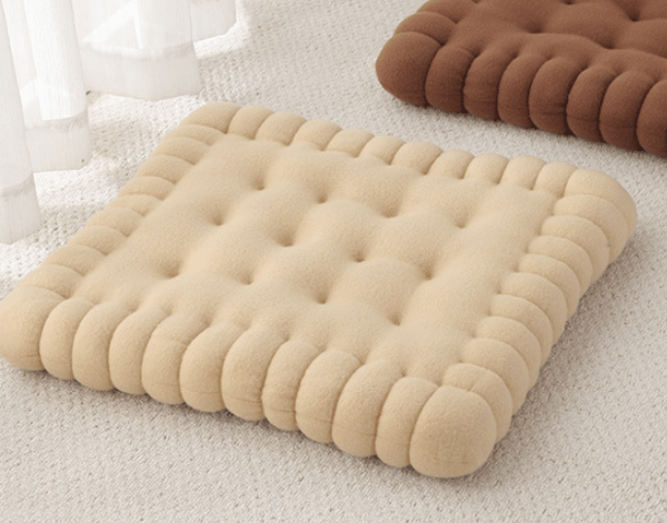 (Beige) 1 stj Adorable Faux Biscuit Rektangulär Kudde Kudde för