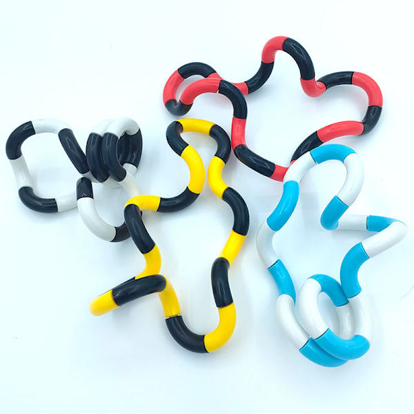 Tangle Toys, 10 stk. Sorte og røde Twist Gadgets, Hånd Gadgets