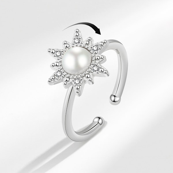 Solsikke Ring Kvinde Mode Imitation Perle Roterende Ring
