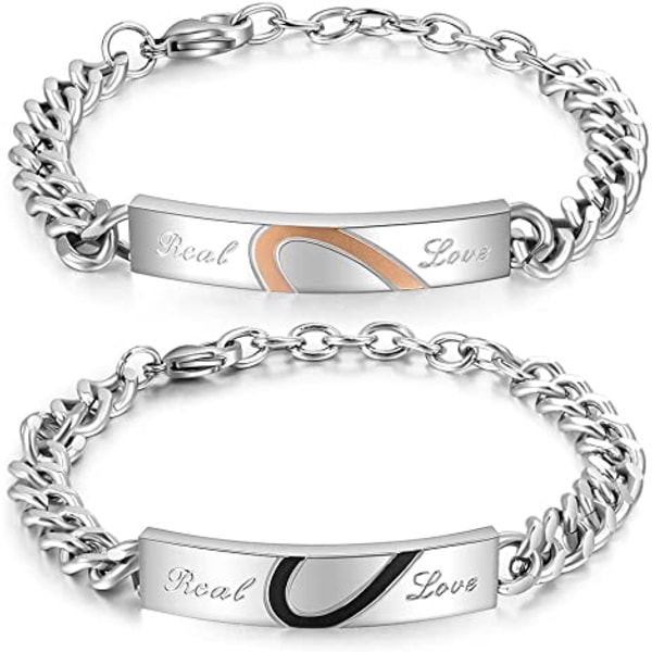 Stainless Steel Love Couple Link Bracelet for Men Women Love