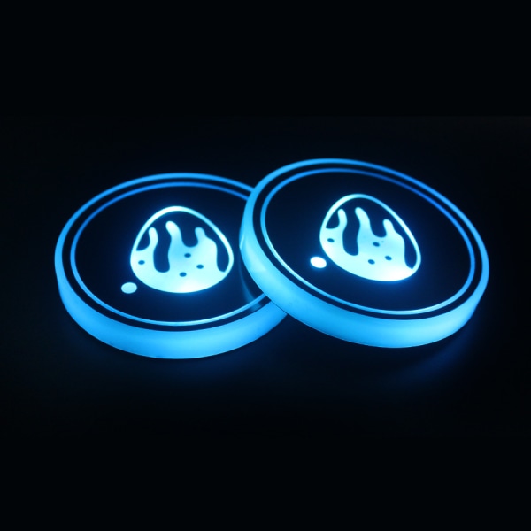 2 st (HAPPY ägg, ca 68*68*8,5 mm) LED-bilunderlägg med 7 färger