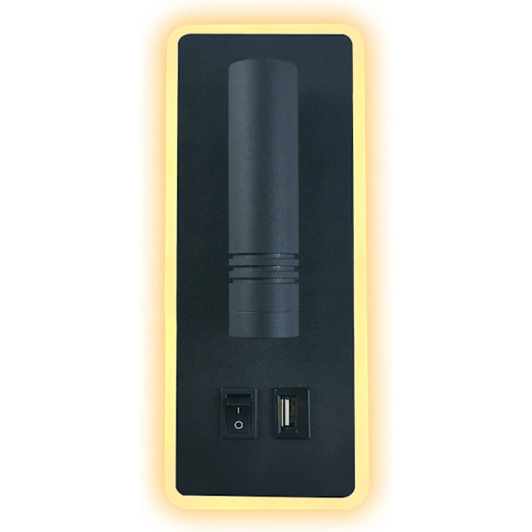 9W LED væglampe, sengelampe med USB-opladning