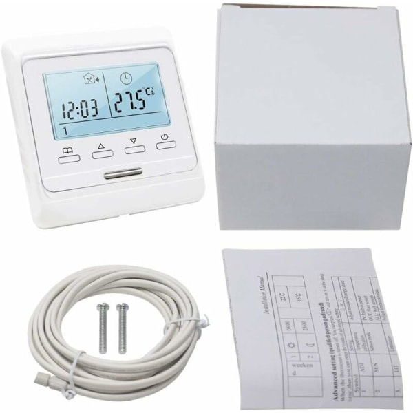 Programmerbar romtermostat med 16A-sonde for elektrisk gulvvarme