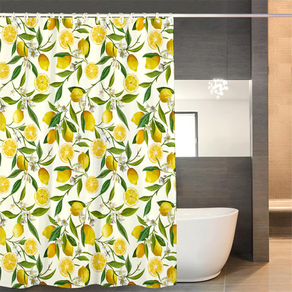 Citronsbruseforhæng 120 x 180 cm frugtgrønt blad bruseforhæng