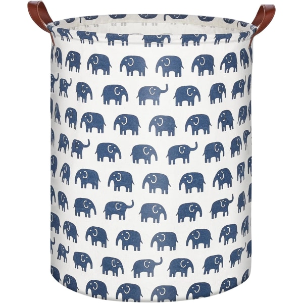 Sammenfoldelig Vasketøjskurv med Håndtag - Elefant 40x50cm, Stor Sto