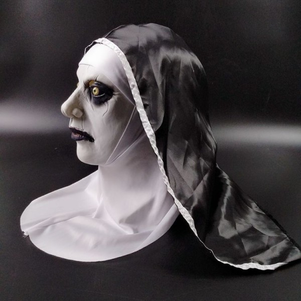 Läskig Halloween Nun Mask Full Head Creepy Latex Devil Helmet Rea