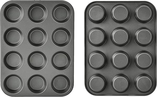 Set med 2 non-stick muffinsformar i kolstål