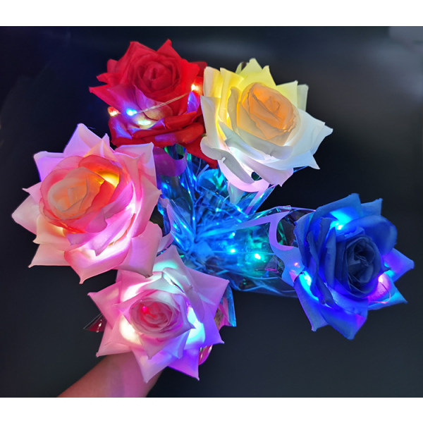 5 jäljitelmä valoisia ruusuja Qixi Ystävänpäivä lahjat LED ro