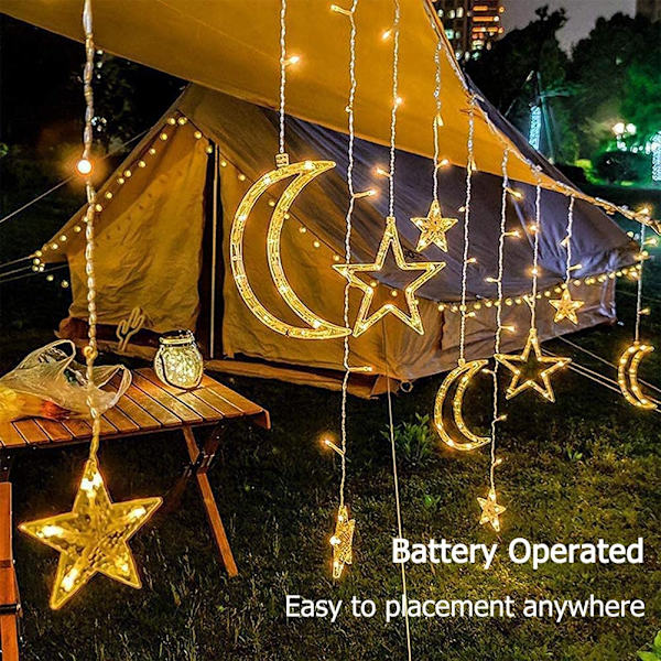 Stjerner Måne Fe Lys, 2,5m LED Streng Fe Lys Vanntett