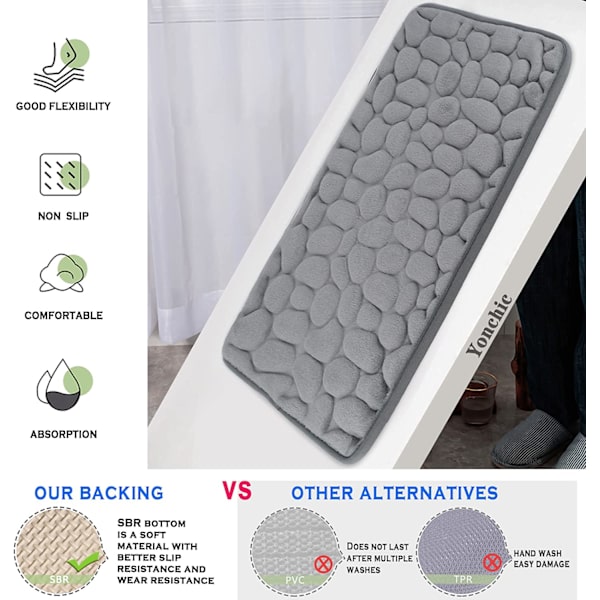Memory Foam Bademåtte, Brostensbelagt Coral Fleece Badetæppe