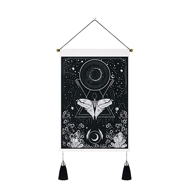 2 kappaleen kuu- ja aurinkoseinävaate ripsillä Tarot Black Ban