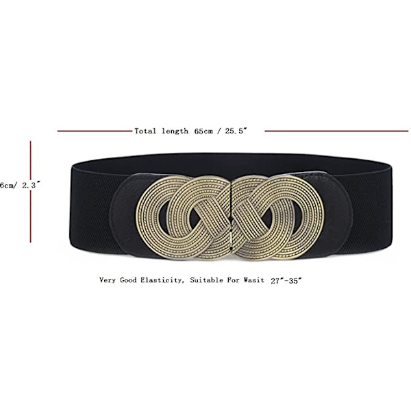 3-pack Dam Elastiskt Bälte med Bred Vintage Design