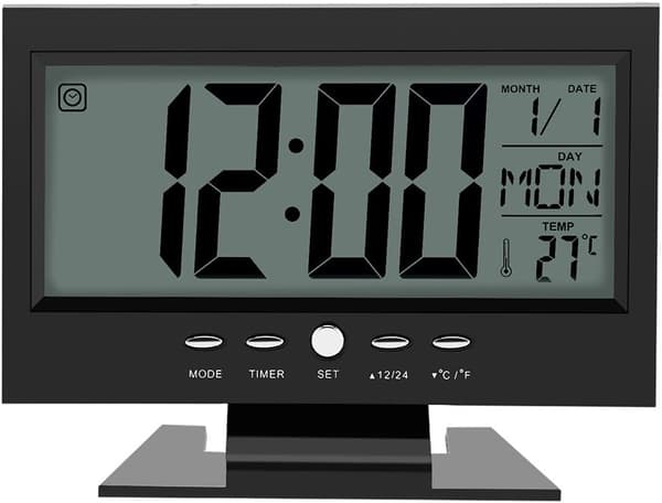 Digital klockkalender skrivbordsalarmklocka med smart natt black