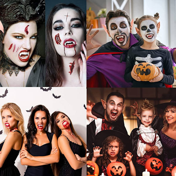 2 st Retractable Halloween Vampire Luminous Fangs, Reusable Dent
