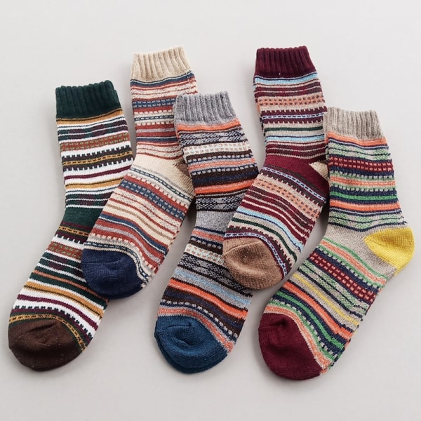 5 par vintage kaninullstrumpor för höst och vinter