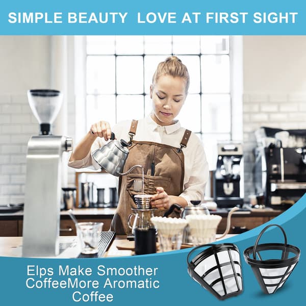 Kaffe filter, 2 stk gjenbrukbar permanent kaffefilter fin ne