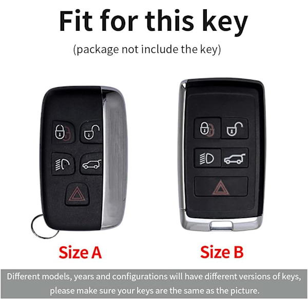 Svart Bilnyckelskydd Passar Land Rover Zinklegering Läder Nyckelfodral Hållare Skydd Passar Range Rover Defender Di