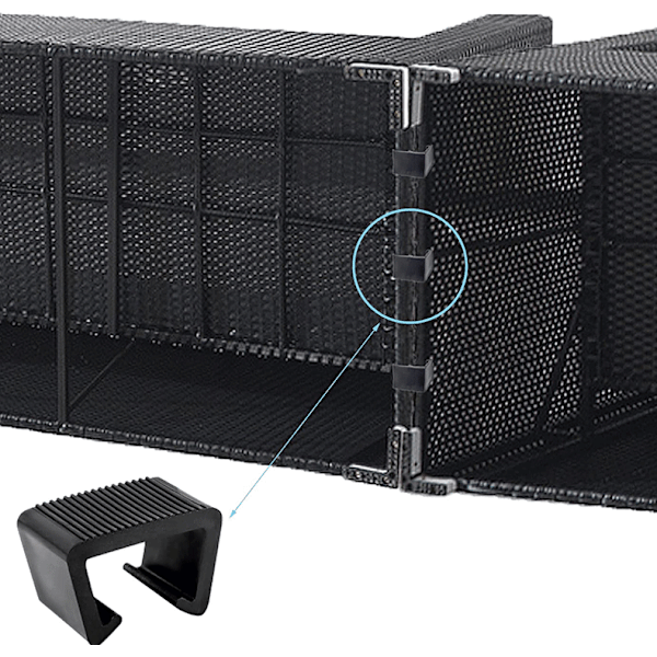 4,3 cm (10 stk.) rattan møbelclips er velegnet til udendørs brug