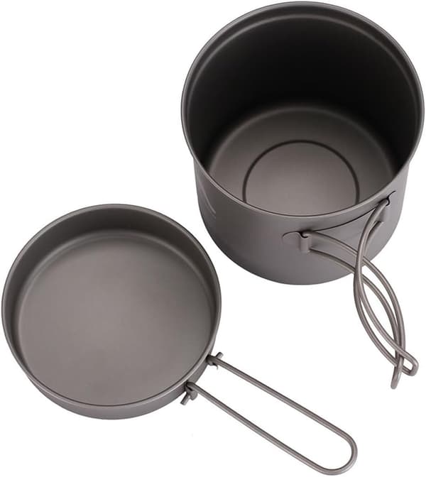 Camping service, suppegryde, stegepande, rent titanium, picnicservice sæt