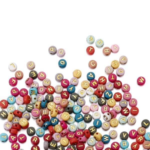 Bogstavperler 1000 stk Alphabet Beads Farverige perler med sølv L