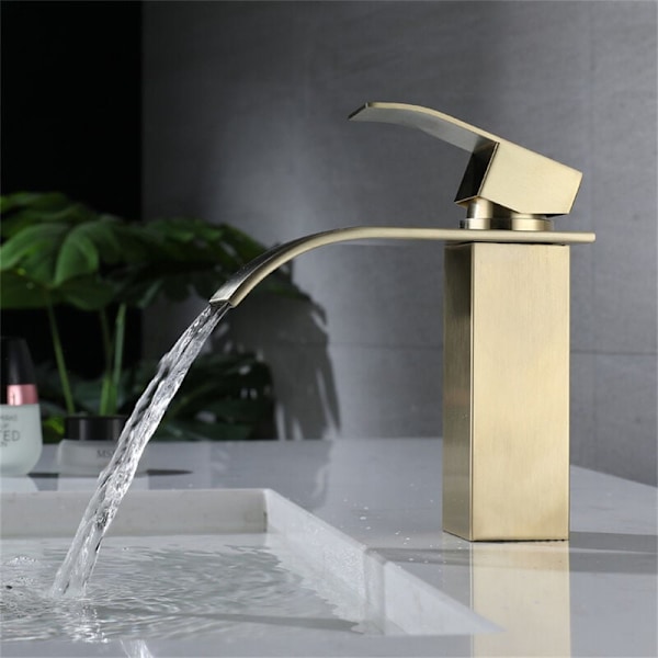 Modern Guld Vattenfall Handfat Blandare Badrum Blandare Kran Med Justerbar