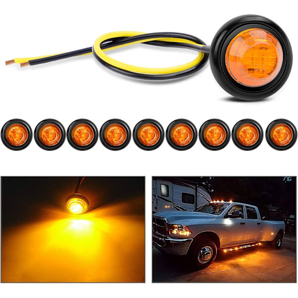 10 stk. 3/4” runde clearance LED-front-, bag- og sideindikatorer