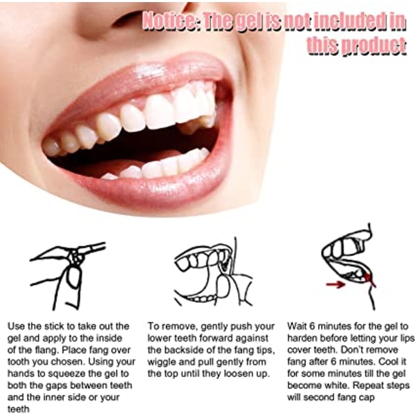 4 sæt akrylharpiks falske tænder kunstandprotese Halloween Ho