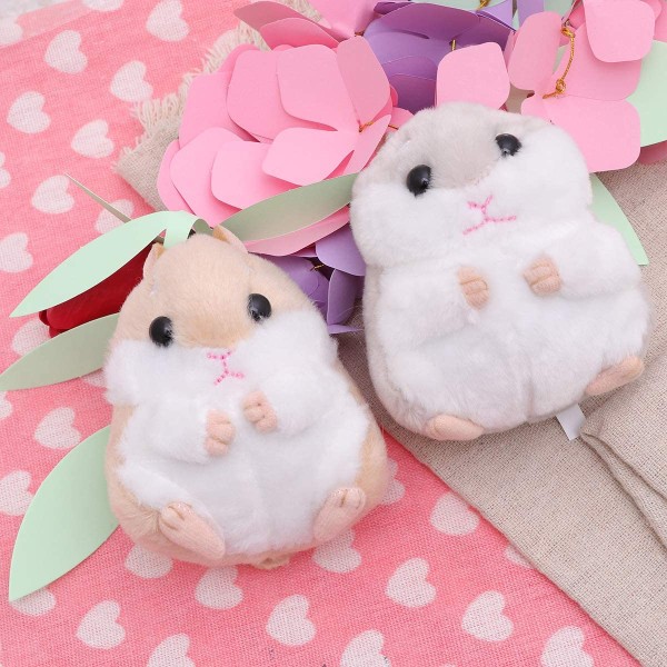 2 stk. plys hamster nøglering til damer, sød hamster design nøglering
