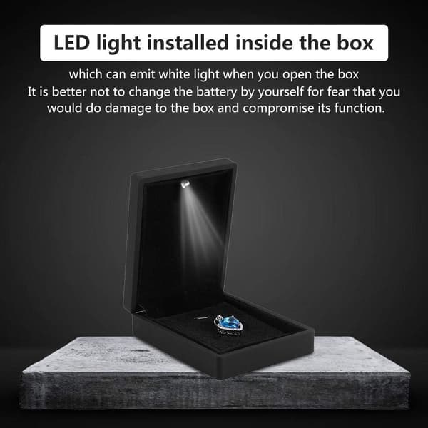 LED Ring Box, Anti-scratch interiør myk fløyelsfôr, ringer/Pe