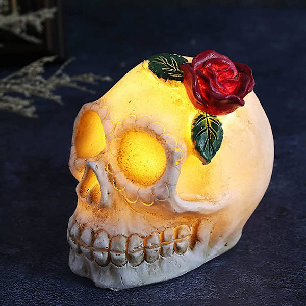Halloween LED lysende harpiks skalle rose skrekk blomst kle seg ut P