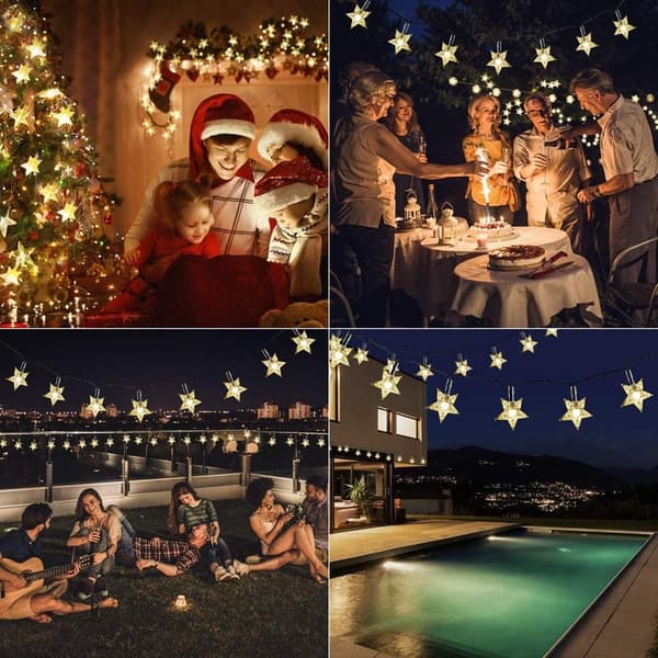 Solstjerne Twinkling String Lights, 12m 100 Lights Solcelledrevet