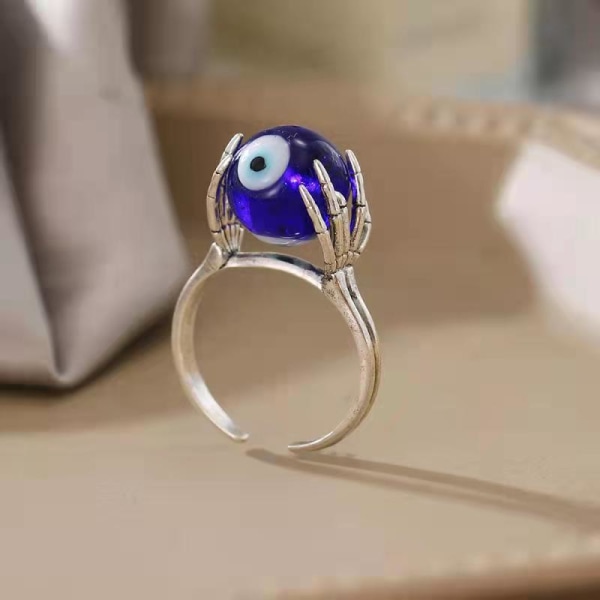 Embrace Anxiety Ring Devil's Eye Spinning Open Ring Silver