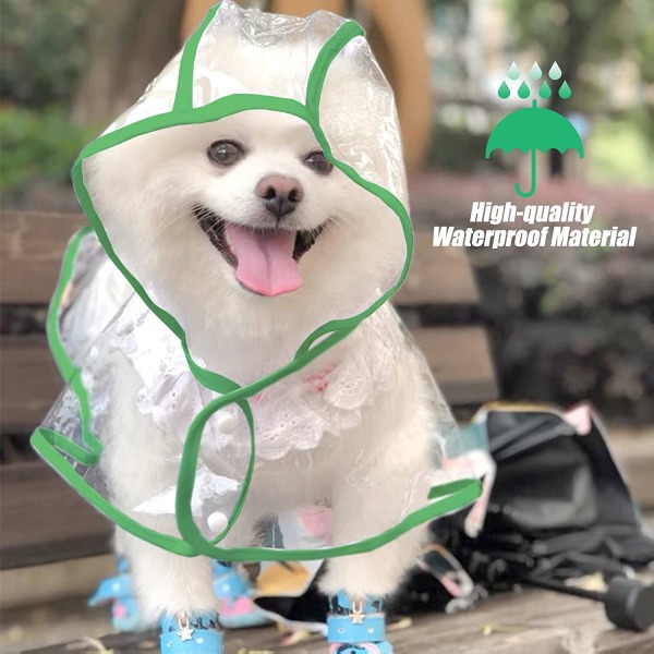 Regnjacka för husdjur och vindtät, regnkappa för hund med huva Transparent Dog 7d6a |