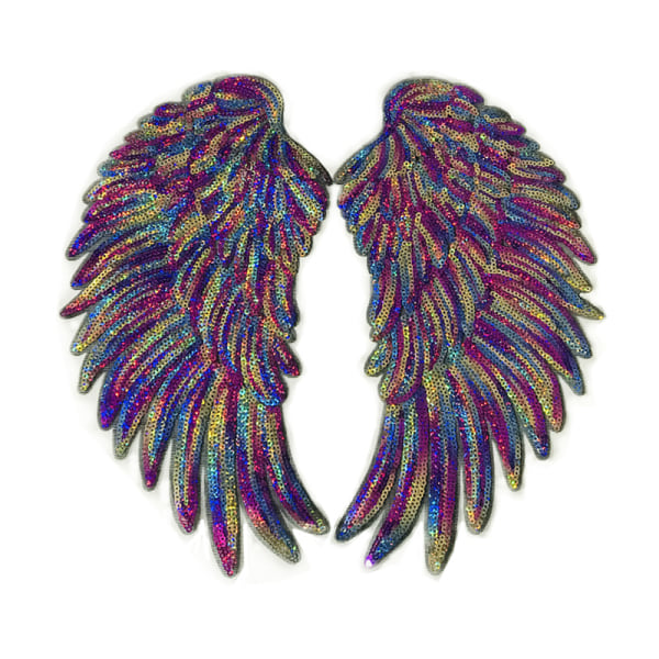 Angel Wings paljettlapp (fargerik) - brodert mønstervinge S