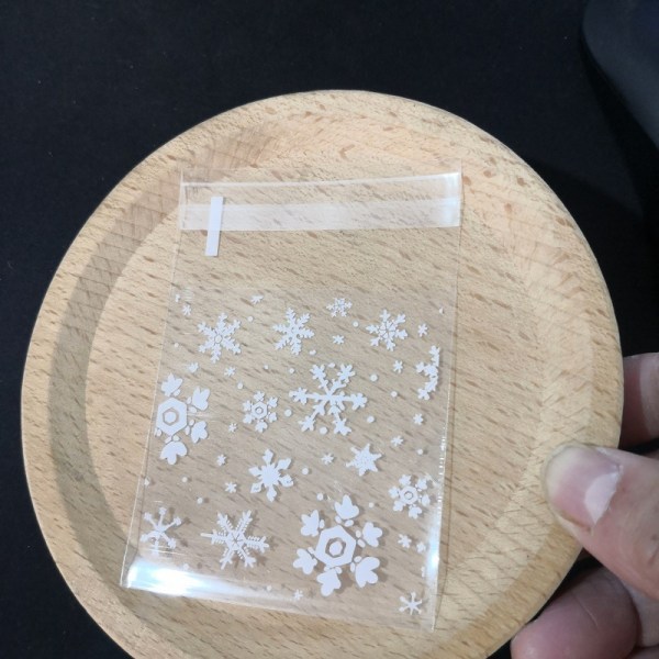 200 kpl Snowflake Itsekiinnittyvä Itsesaumapussi Snowflak