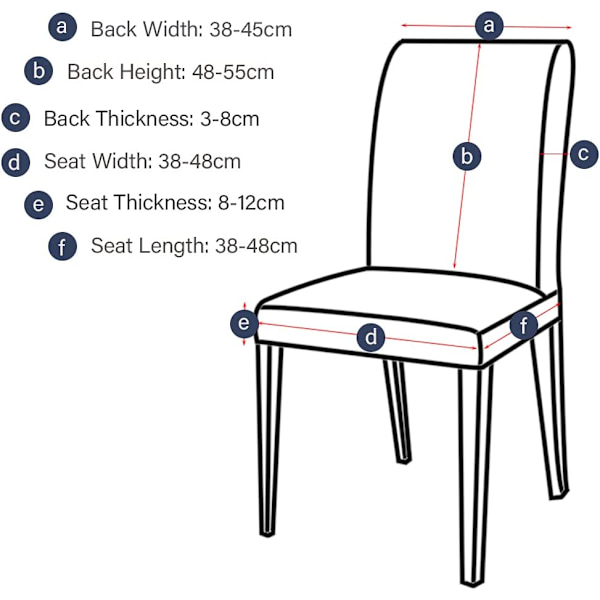 4 stk. Elastisk moderne stoltrekk, avtagbart vaskbart stretch D