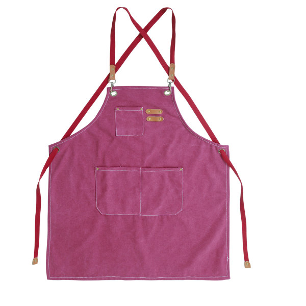 (Brick red)Men's Kitchen Apron Canvas Aprons with 3 Pockets Water