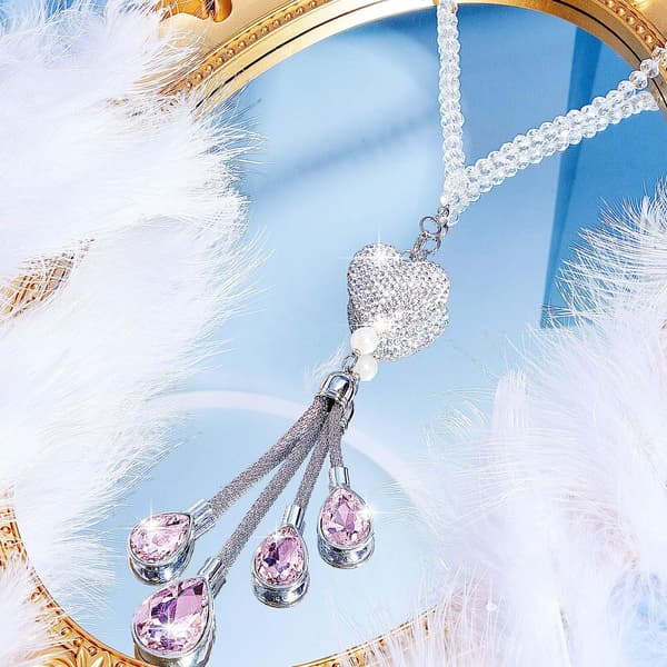 Bling Hjerte Diamant Bil Tilbehør, (9,8 Tommer, Pink) Krystal Ca
