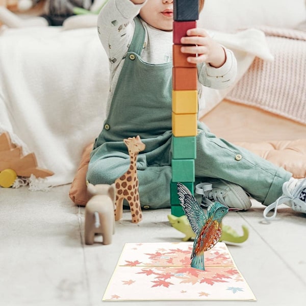 3D Pop Up-hilsningskort med kuvert 3D kolibri mønster til