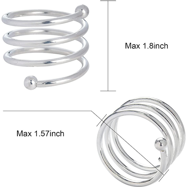 Servietringe og -holdere, (6 stk. - SPIRAL, sølv) metalservietring