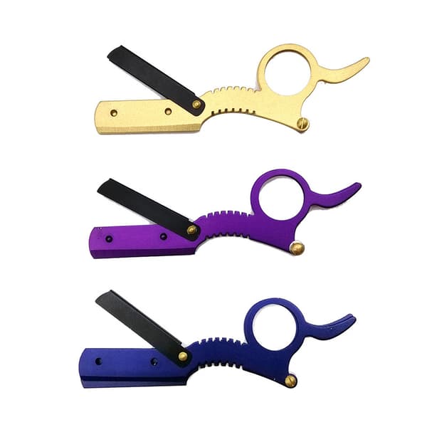 3PCS Herre Rustfrit Stål Lige Kant Razor Tommelfinger Form Manua